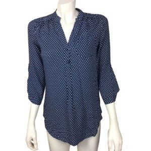 Market & spruce navy blue and white blouse